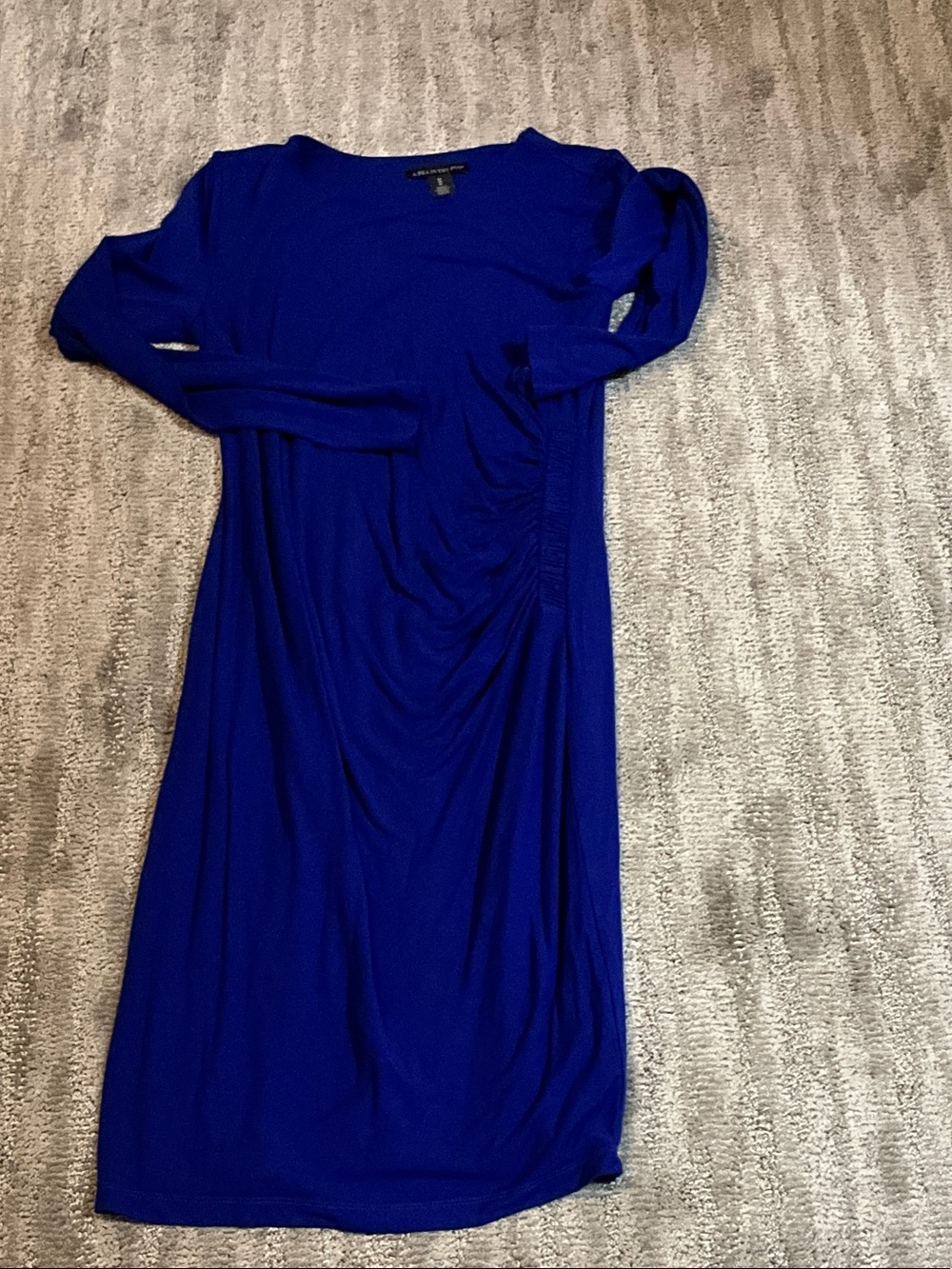 A Pea in the Pod Royal Blue Long Sleeve Ruched Maternity Dress